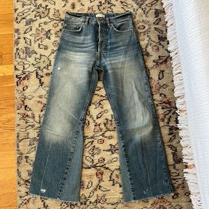 Zara cropped flare button fly jeans